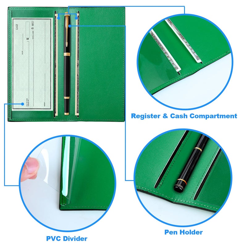 CASMONAL Premium Leather Checkbook Cover for Men and Women Checkbook Holder Wallet RFID Blocking - Image 3